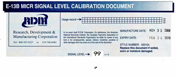 E-13B MICR Signal level